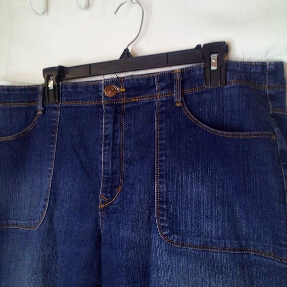 Gloria Vanderbilt Capri Jeans Women 16W Roll Cuff Hem Big Pockets Blue - Picture 7 of 13